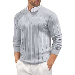 image:imageCOOFANDY Mens Crew Neck Sweater Long Sleeve Ribbed Knit Dress Sweaters Casual Slim Fit PulloverLight Grey