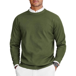 image:imageCOOFANDY Mens Crew Neck Sweaters Long Sleeve Lightweight Knit Dress Pullover SweatersArmy Green