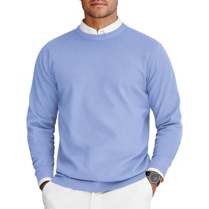 image:imageCOOFANDY Mens Crew Neck Sweaters Long Sleeve Lightweight Knit Dress Pullover SweatersClear Blue