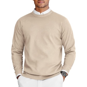 image:imageCOOFANDY Mens Crew Neck Sweaters Long Sleeve Lightweight Knit Dress Pullover SweatersKhaki