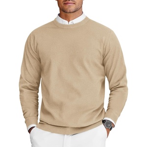 image:imageCOOFANDY Mens Crew Neck Sweaters Long Sleeve Lightweight Knit Dress Pullover SweatersLight Camel