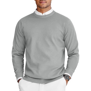 image:imageCOOFANDY Mens Crew Neck Sweaters Long Sleeve Lightweight Knit Dress Pullover SweatersLight Gray