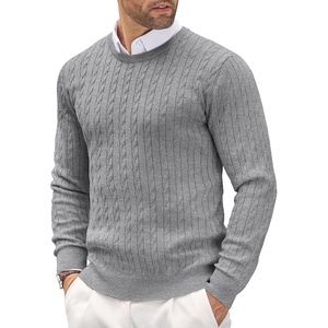 image:imageCOOFANDY Mens Crewneck Knit Sweater Slim Fit Lightweight Casual Twist Patterned Cable Knitted PulloverAgrey