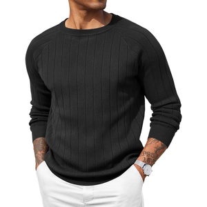 image:imageCOOFANDY Mens Crewneck Pullover Sweaters Business Casual Long Sleeve Slim Fit Sweater Chunky Cable Knit SweaterBlack