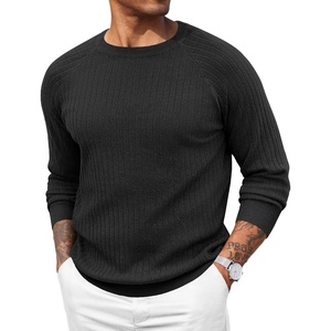 image:imageCOOFANDY Mens Crewneck Pullover Sweaters Business Casual Long Sleeve Slim Fit Sweater Chunky Cable Knit SweaterBlacknarrow Ribs