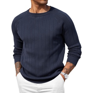 image:imageCOOFANDY Mens Crewneck Pullover Sweaters Business Casual Long Sleeve Slim Fit Sweater Chunky Cable Knit SweaterDark Blue