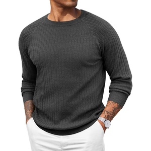 image:imageCOOFANDY Mens Crewneck Pullover Sweaters Business Casual Long Sleeve Slim Fit Sweater Chunky Cable Knit SweaterDark Graynarrow Ribs
