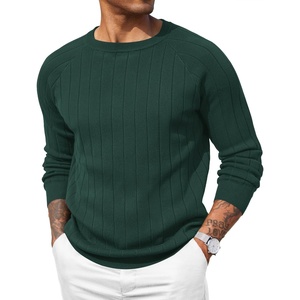 image:imageCOOFANDY Mens Crewneck Pullover Sweaters Business Casual Long Sleeve Slim Fit Sweater Chunky Cable Knit SweaterLake Green