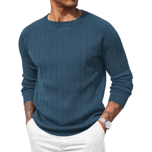 image:imageCOOFANDY Mens Crewneck Pullover Sweaters Business Casual Long Sleeve Slim Fit Sweater Chunky Cable Knit SweaterNavy Blue