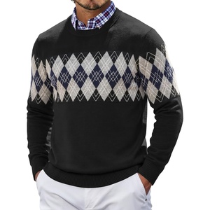 image:imageCOOFANDY Mens Crewneck Sweater Pullover Knit Sweater Lightweight Sweaters with Ribbing EdgeArgyle  Black