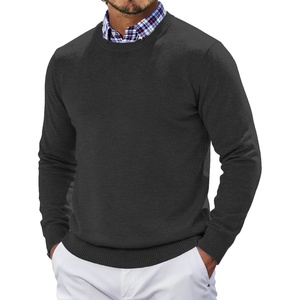 image:imageCOOFANDY Mens Crewneck Sweater Pullover Knit Sweater Lightweight Sweaters with Ribbing EdgeDark Gray