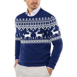 image:imageCOOFANDY Mens Crewneck Sweaters Long Sleeve Dress Knit Sweater Lightweight Slim Fit Pullover SweatersChristmas Blue