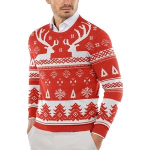 image:imageCOOFANDY Mens Crewneck Sweaters Long Sleeve Dress Knit Sweater Lightweight Slim Fit Pullover SweatersChristmas Red
