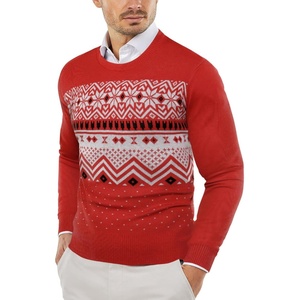 image:imageCOOFANDY Mens Crewneck Sweaters Long Sleeve Dress Knit Sweater Lightweight Slim Fit Pullover SweatersChristmas RedWhite