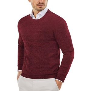 image:imageCOOFANDY Mens Crewneck Sweaters Long Sleeve Dress Knit Sweater Lightweight Slim Fit Pullover SweatersDark RedBlack Twotone Colors