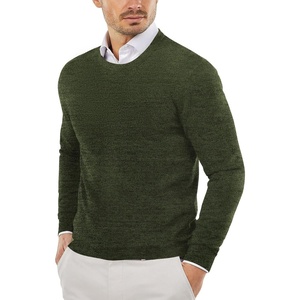 image:imageCOOFANDY Mens Crewneck Sweaters Long Sleeve Dress Knit Sweater Lightweight Slim Fit Pullover SweatersGreenBlack Twotone Colors