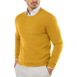 image:imageCOOFANDY Mens Crewneck Sweaters Long Sleeve Dress Knit Sweater Lightweight Slim Fit Pullover SweatersYellow