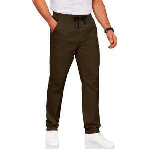 image:imageCOOFANDY Mens Drawstring Casual Pants Cotton Twill Elastic Waist Chino PantsBrown