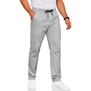 image:imageCOOFANDY Mens Drawstring Casual Pants Cotton Twill Elastic Waist Chino PantsLight Grey