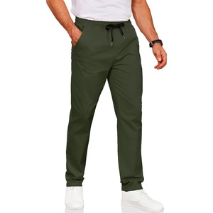 image:imageCOOFANDY Mens Drawstring Casual Pants Cotton Twill Elastic Waist Chino PantsOlive Green