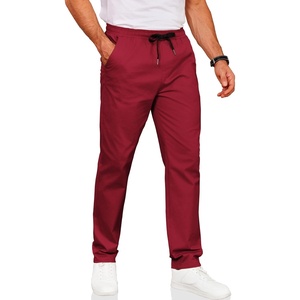 image:imageCOOFANDY Mens Drawstring Casual Pants Cotton Twill Elastic Waist Chino PantsRed
