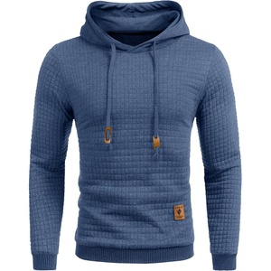 image:imageCOOFANDY Mens Hooded Sweatshirt Casual Long Sleeve Drawstring Waffle Knit Pullover HoodiesBlue Gery