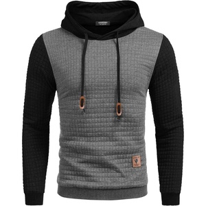 image:imageCOOFANDY Mens Hooded Sweatshirt Casual Long Sleeve Drawstring Waffle Knit Pullover HoodiesGeryBlack P10