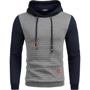 image:imageCOOFANDY Mens Hooded Sweatshirt Casual Long Sleeve Drawstring Waffle Knit Pullover HoodiesPat 2light Graynave Blue