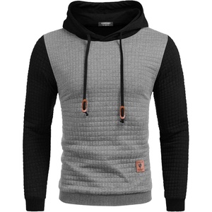 image:imageCOOFANDY Mens Hooded Sweatshirt Casual Long Sleeve Drawstring Waffle Knit Pullover HoodiesPat 5light Grayblack