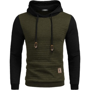 image:imageCOOFANDY Mens Hooded Sweatshirt Casual Long Sleeve Drawstring Waffle Knit Pullover HoodiesPat6army Greenblack