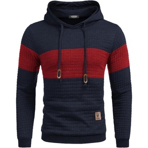 image:imageCOOFANDY Mens Hooded Sweatshirt Casual Long Sleeve Drawstring Waffle Knit Pullover HoodiesPat9navy Bluewine Red