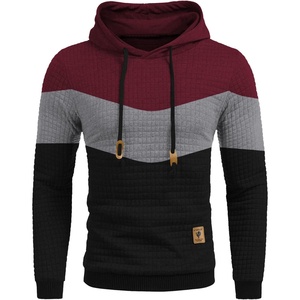 image:imageCOOFANDY Mens Hooded Sweatshirt Casual Long Sleeve Drawstring Waffle Knit Pullover HoodiesRedBlack P13
