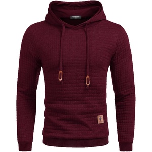 image:imageCOOFANDY Mens Hooded Sweatshirt Casual Long Sleeve Drawstring Waffle Knit Pullover HoodiesWine Red