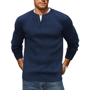 image:imageCOOFANDY Mens Knit Henley Sweater Long Sleeve Button Down Fall Sweaters and PulloversBlue Violet