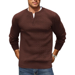 image:imageCOOFANDY Mens Knit Henley Sweater Long Sleeve Button Down Fall Sweaters and PulloversBrown