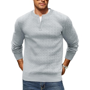 image:imageCOOFANDY Mens Knit Henley Sweater Long Sleeve Button Down Fall Sweaters and PulloversLight Grey