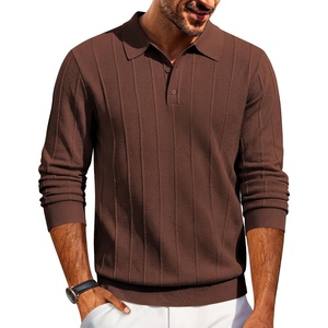 image:imageCOOFANDY Mens Knit Polo Long Sleeve Polos Sweater Causal Collared Golf Sweaters Fashion Business Dress PulloverBrown