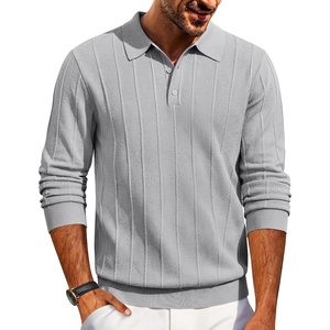 image:imageCOOFANDY Mens Knit Polo Long Sleeve Polos Sweater Causal Collared Golf Sweaters Fashion Business Dress PulloverLight Grey