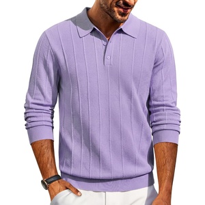 image:imageCOOFANDY Mens Knit Polo Long Sleeve Polos Sweater Causal Collared Golf Sweaters Fashion Business Dress PulloverPurple