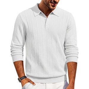 image:imageCOOFANDY Mens Knit Polo Long Sleeve Polos Sweater Causal Collared Golf Sweaters Fashion Business Dress PulloverWhite
