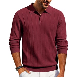 image:imageCOOFANDY Mens Knit Polo Long Sleeve Polos Sweater Causal Collared Golf Sweaters Fashion Business Dress PulloverWine Red
