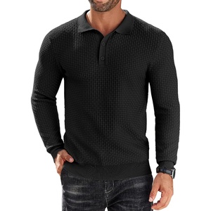 image:imageCOOFANDY Mens Knit Polo Shirts Long Sleeve Sweater Polo Lightweight Fashion Casual Collared ShirtsBlack