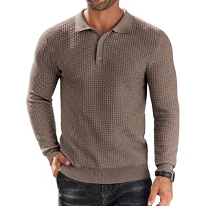 image:imageCOOFANDY Mens Knit Polo Shirts Long Sleeve Sweater Polo Lightweight Fashion Casual Collared ShirtsBrown and Grey