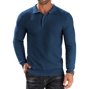 image:imageCOOFANDY Mens Knit Polo Shirts Long Sleeve Sweater Polo Lightweight Fashion Casual Collared ShirtsDark Blue