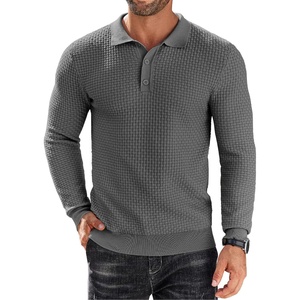 image:imageCOOFANDY Mens Knit Polo Shirts Long Sleeve Sweater Polo Lightweight Fashion Casual Collared ShirtsDark Grey