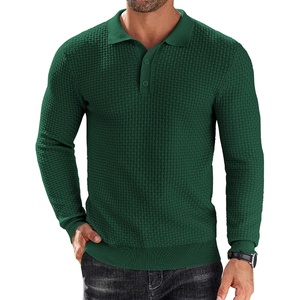 image:imageCOOFANDY Mens Knit Polo Shirts Long Sleeve Sweater Polo Lightweight Fashion Casual Collared ShirtsGreen