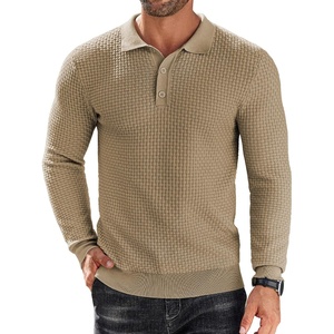 image:imageCOOFANDY Mens Knit Polo Shirts Long Sleeve Sweater Polo Lightweight Fashion Casual Collared ShirtsKhaki