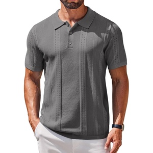 image:imageCOOFANDY Mens Knit Polo Shirts Short Sleeve Button Down Textured Polo Shirt Cuban Guayabera Summer Beach ShirtsDark Grey
