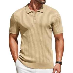image:imageCOOFANDY Mens Knit Polo Shirts Short Sleeve Casual Textured Polo T Shirt Summer Ribbed Collared Golf ShirtsKhaki
