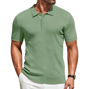 image:imageCOOFANDY Mens Knit Polo Shirts Short Sleeve Casual Textured Polo T Shirt Summer Ribbed Collared Golf ShirtsLight Green